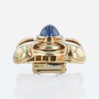 A Sapphire, Diamond, and 18K Yellow Gold Brooch