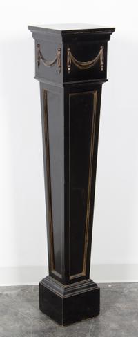 A Parcel Gilt Ebonized Pedestal Height 52 x width 10 1/2 x depth 10 1/2 inches. — 20TH CENTURY
