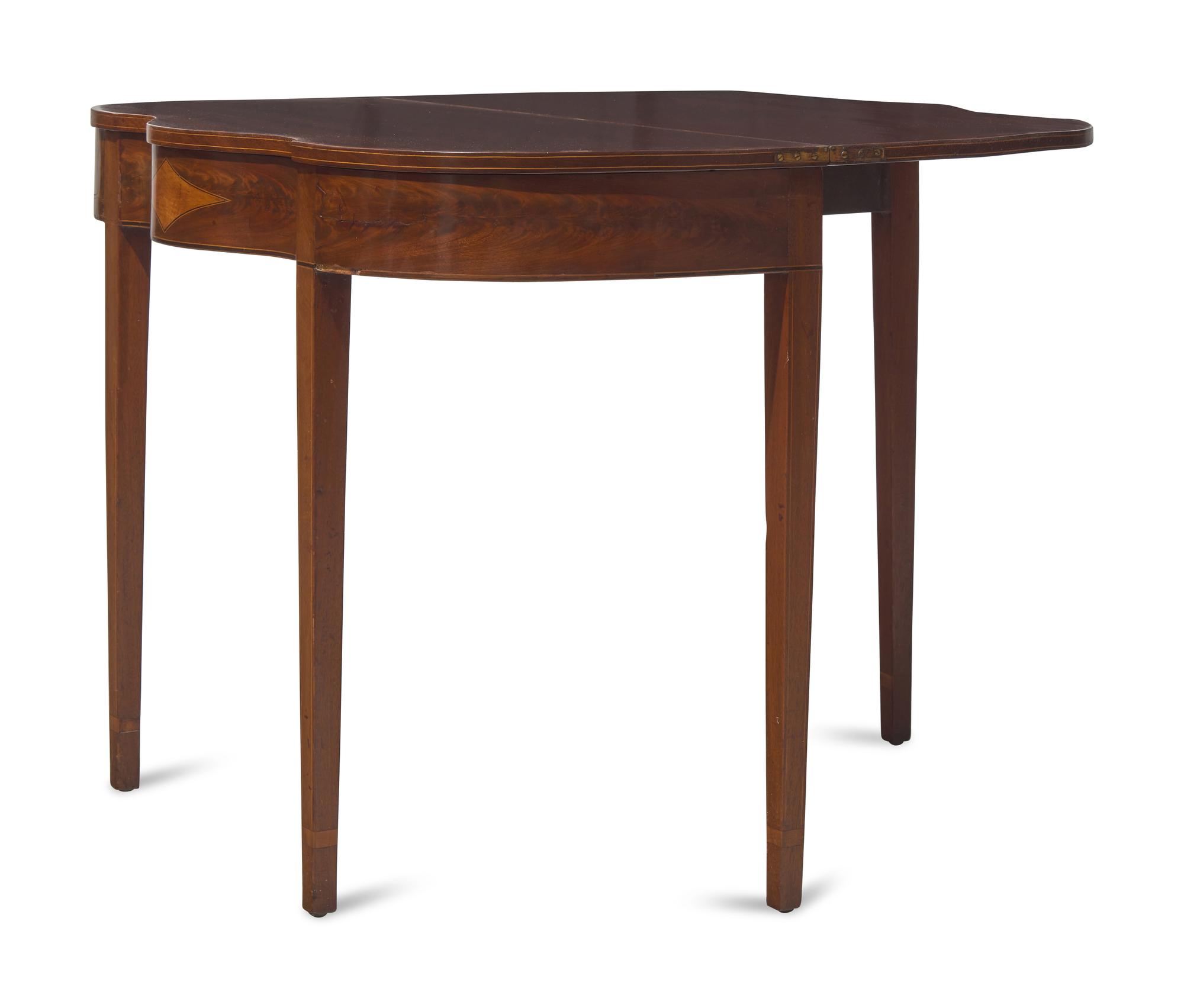A Federal Inlaid Mahogany Serpentine Games Table, Philadelphia, PA, Circa 1805
