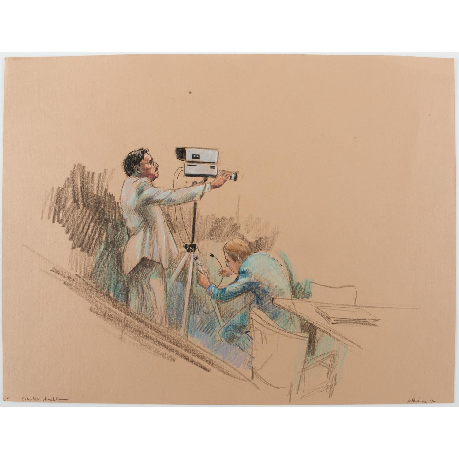 Joan Andrew, Washington Post and CNN Sketch Artist, 24 Original Sketches Documenting the Trial of John Hinckley, Jr., For his Attempted Assassination of Ronald Reagan