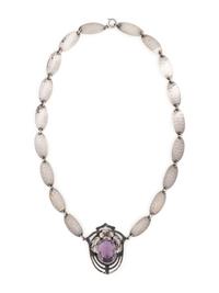 ARTS & CRAFTS, STERLING SILVER AND AMETHYST NECKLACE AND BRACELET
