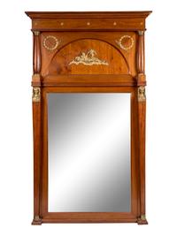 An Empire Gilt Bronze Mounted Mahogany Mirror