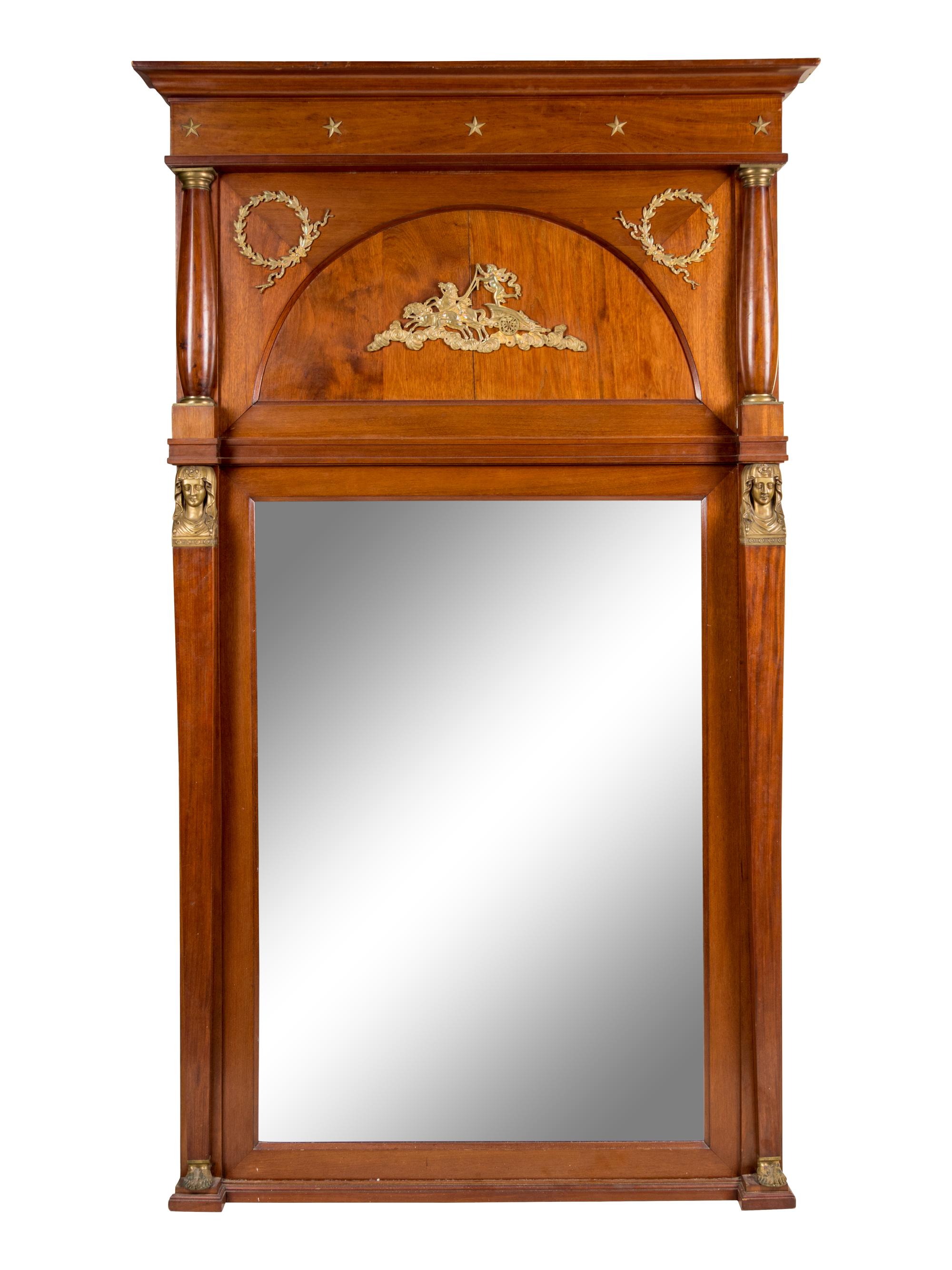 An Empire Gilt Bronze Mounted Mahogany Mirror