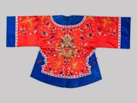 A Chinese Red Ground Embroidered Silk Ladies' Jacket