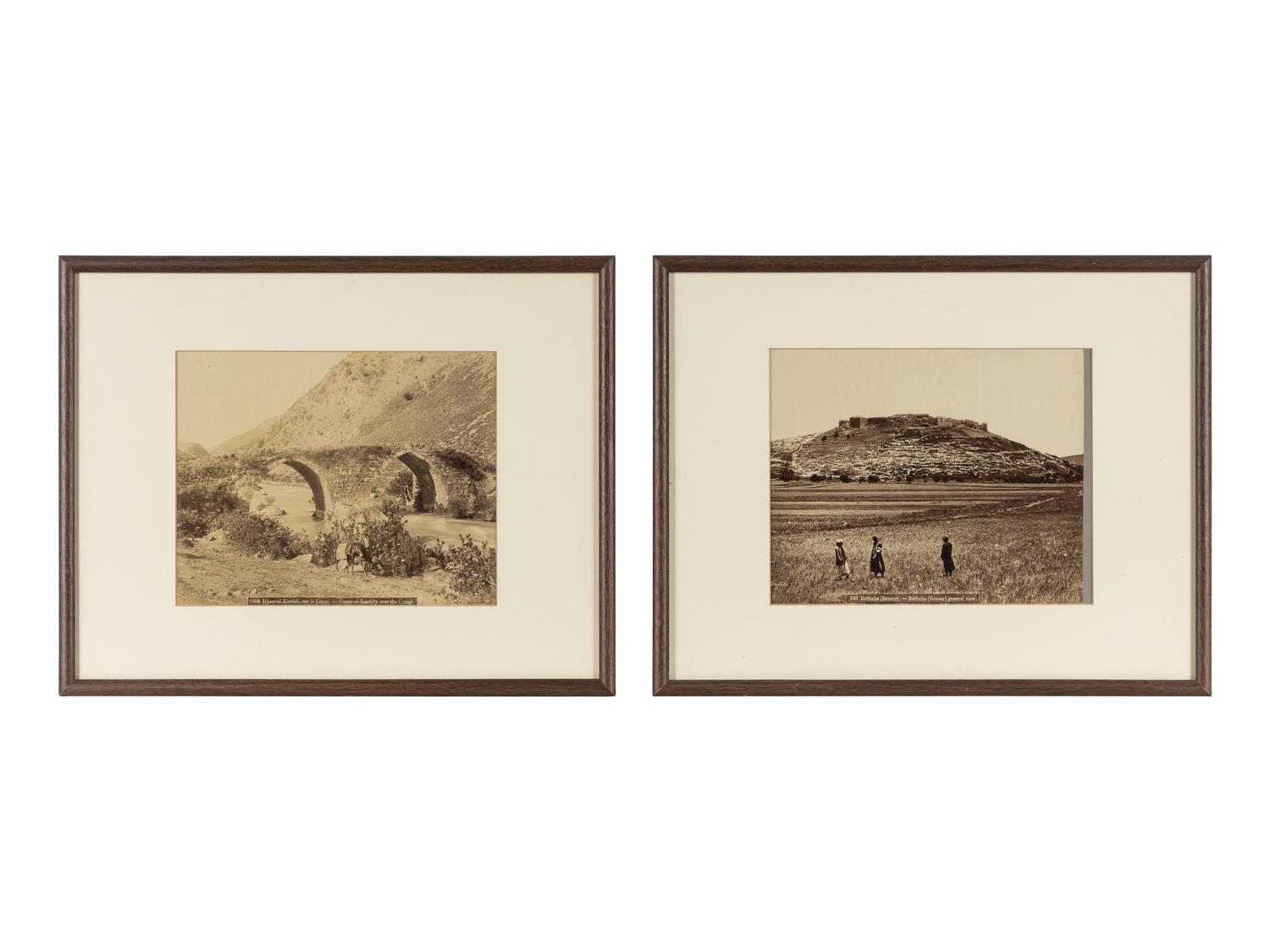 Félix Bonfils (1831-1885) Bethulie (Sanour) - general view; and Djissar-el-Kardeli, sur le Litani