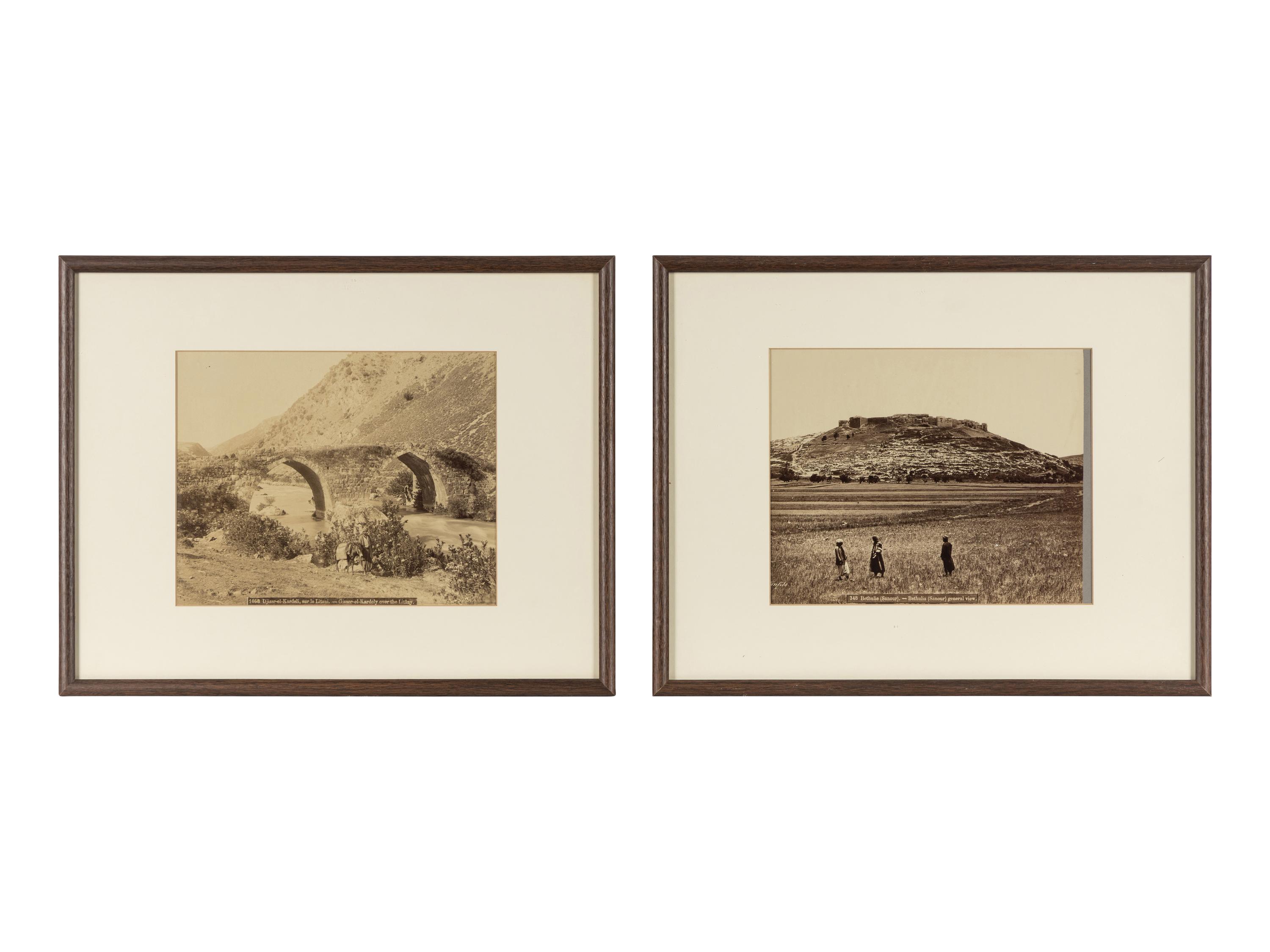 Félix Bonfils (1831-1885) Bethulie (Sanour) - general view; and Djissar-el-Kardeli, sur le Litani