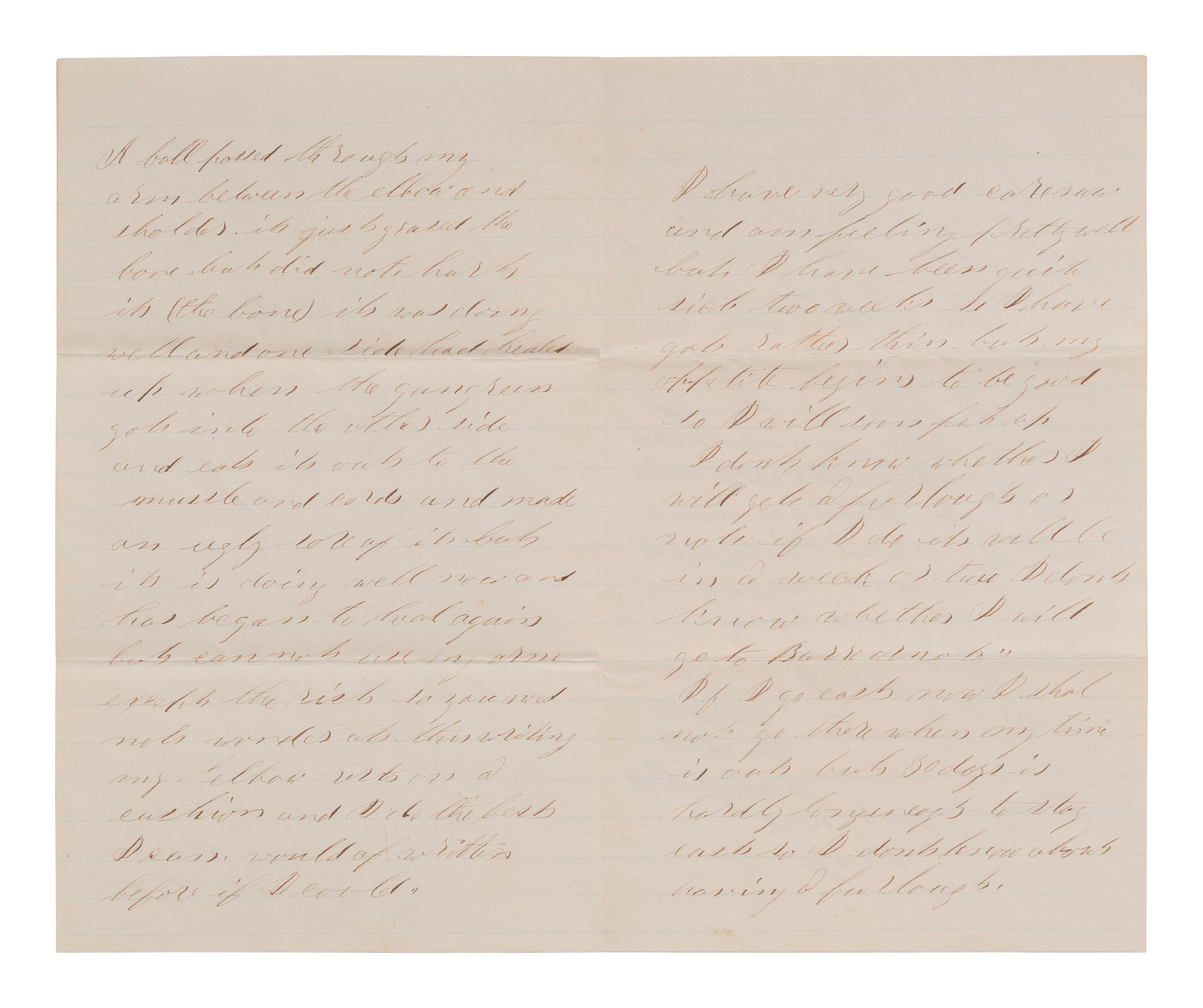 [CIVIL WAR]. Wounded 1st Minnesota soldier's letter from Lincoln Hospital. 28 July 1864.