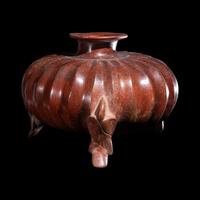 A Colima Redware Gadrooned Vessel