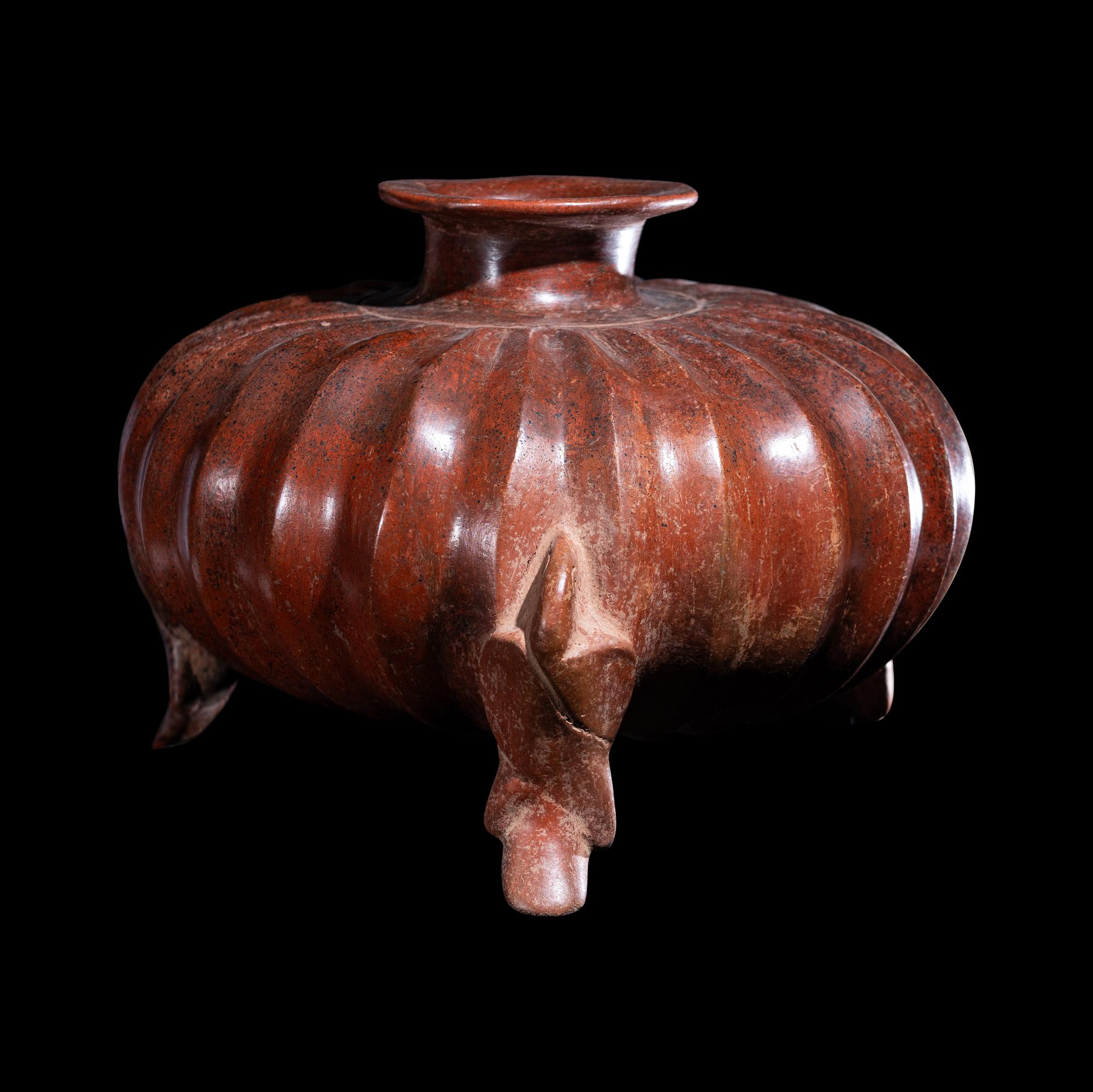 A Colima Redware Gadrooned Vessel
