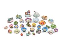 A Collection of English and French Enamel and Porcelain Small Boxes
