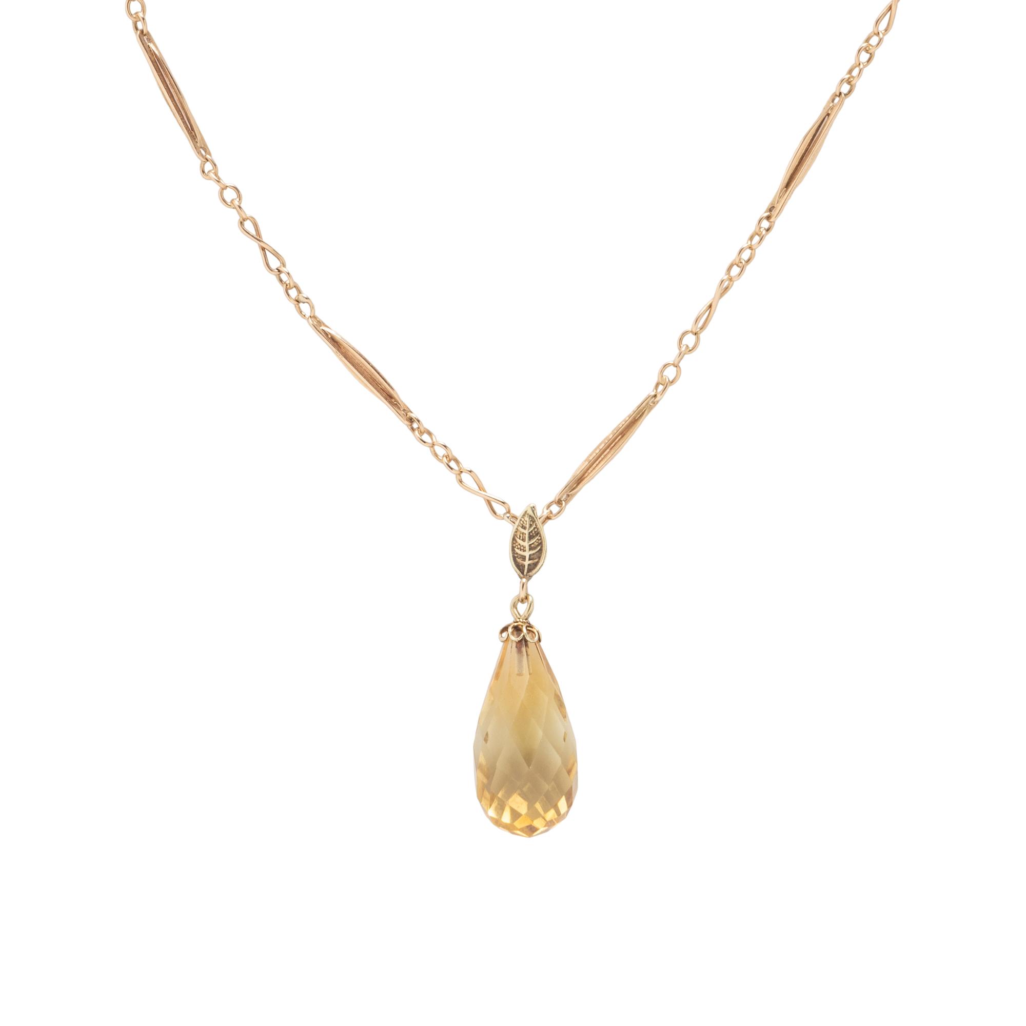 CITRINE BRIOLETTE PENDANT NECKLACE