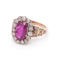 A Victorian Yellow Gold, Burmese Ruby and Diamond Ring,