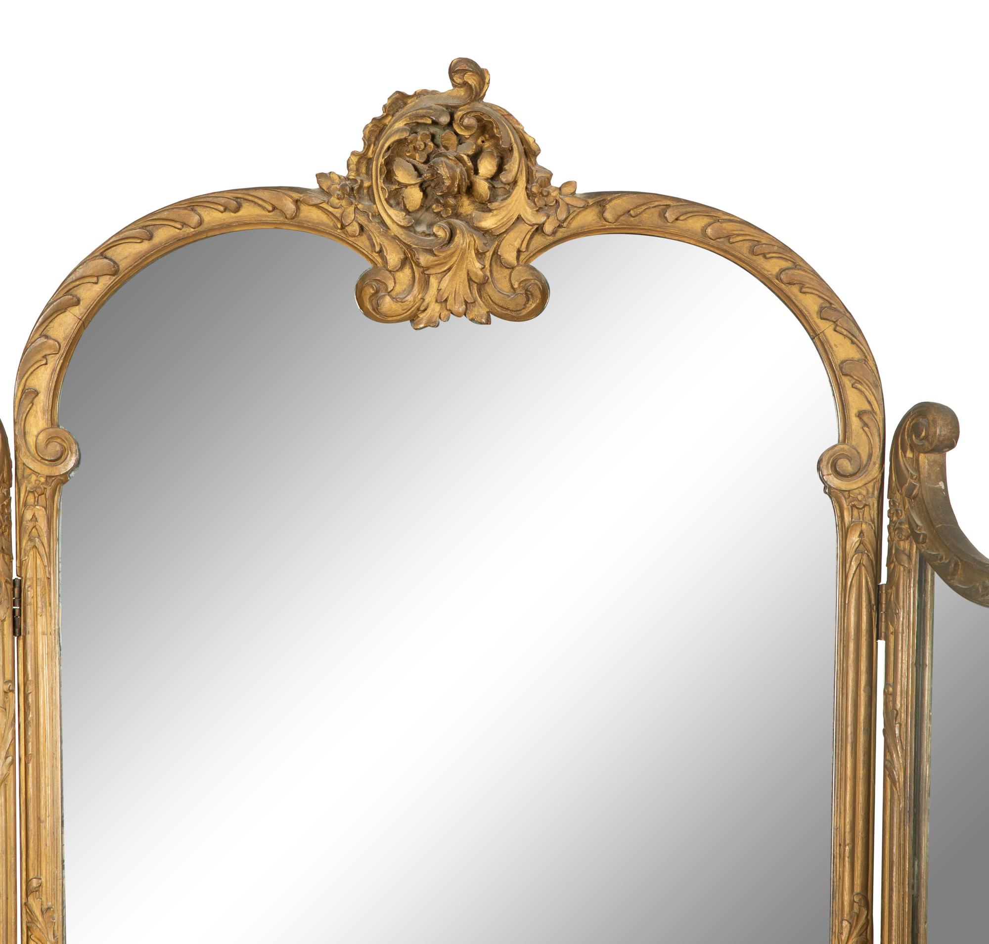 A Louis XV Style Three-Panel Mirrored Room Divider
