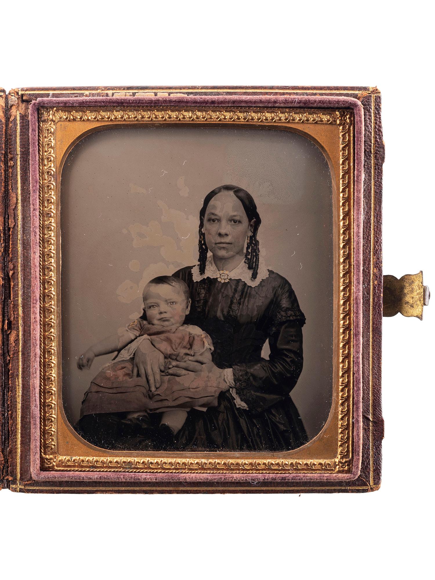 [EARLY PHOTOGRAPHY]. A group of 3 sixth plate ambrotypes of African American women and white children, comprising: