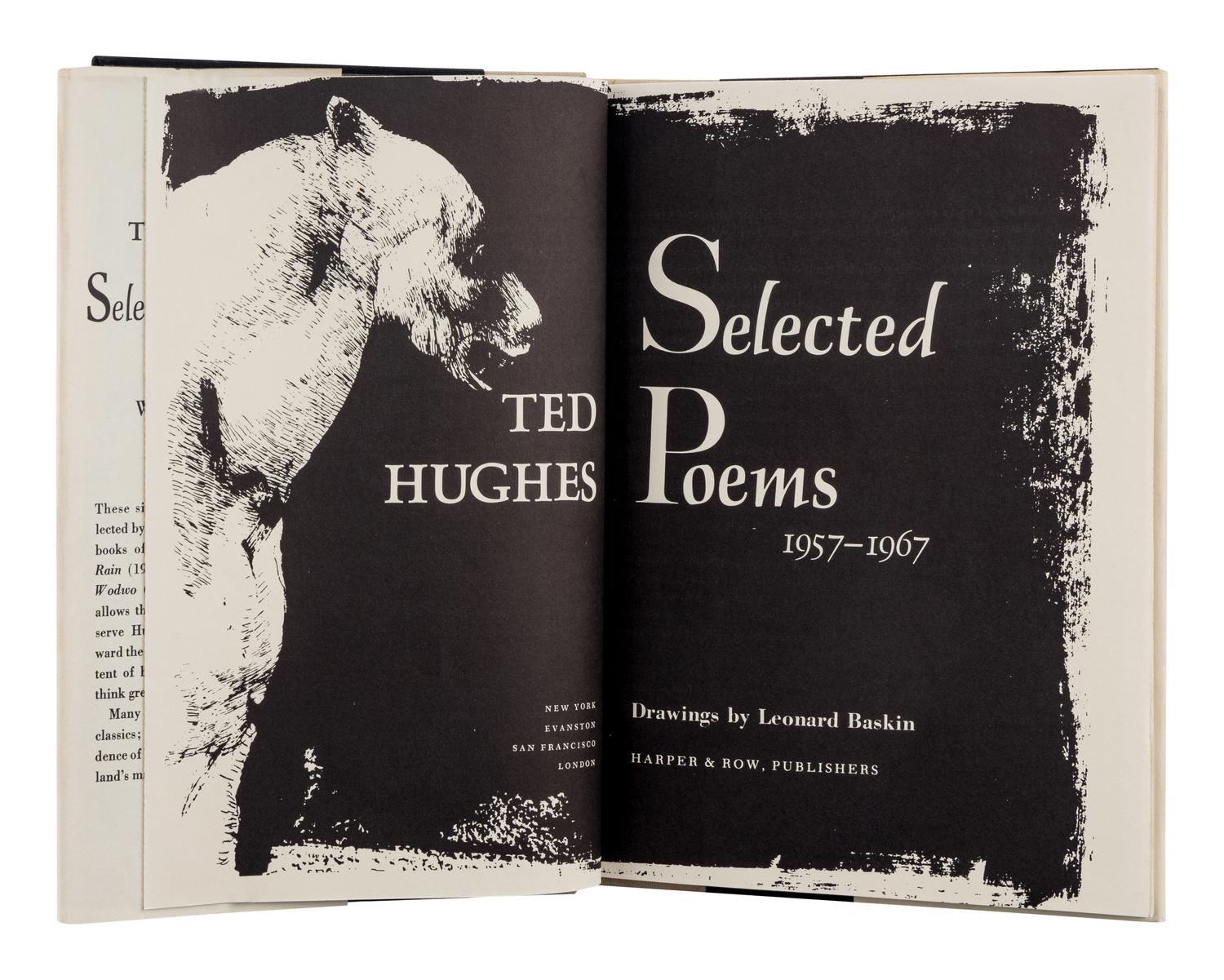 HUGHES, Ted (1930-1998). A group of 3 works by Hughes, ALL FIRST AMERICAN EDITIONS, comprising: