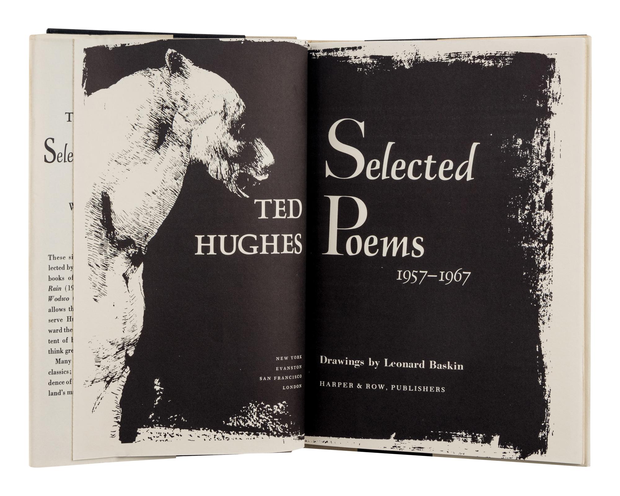 HUGHES, Ted (1930-1998). A group of 3 works by Hughes, ALL FIRST AMERICAN EDITIONS, comprising: