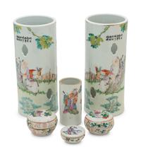 Six Chinese Famille Rose Porcelain Articles