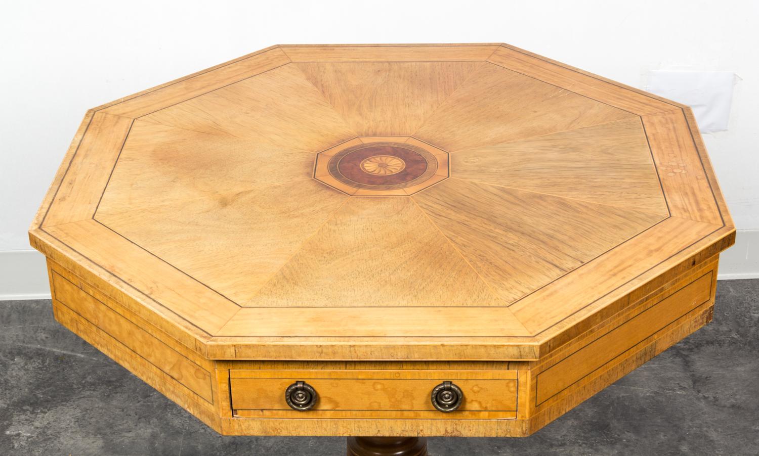 A Georgian Style Satinwood Center Table Height 28 1/4 x width 29 1/2 inches. — 20TH CENTURY