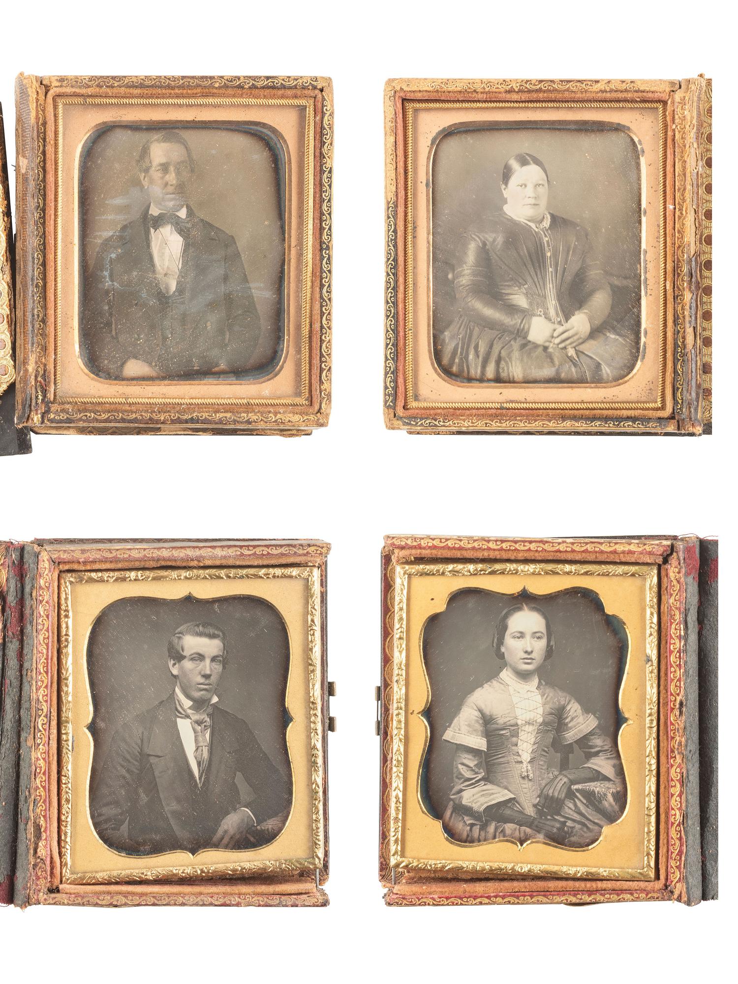 [EARLY PHOTOGRAPHY]. 16 sixth plate daguerreotypes housed in pairs within double-sided flip cases.