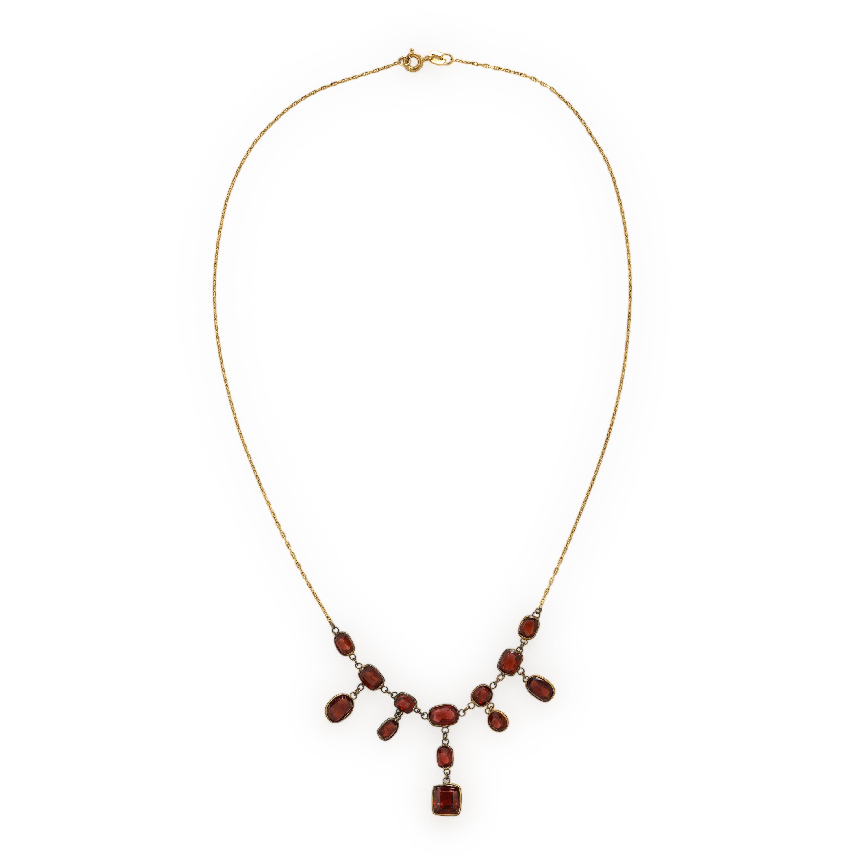 Garnet and Yellow Gold Necklace