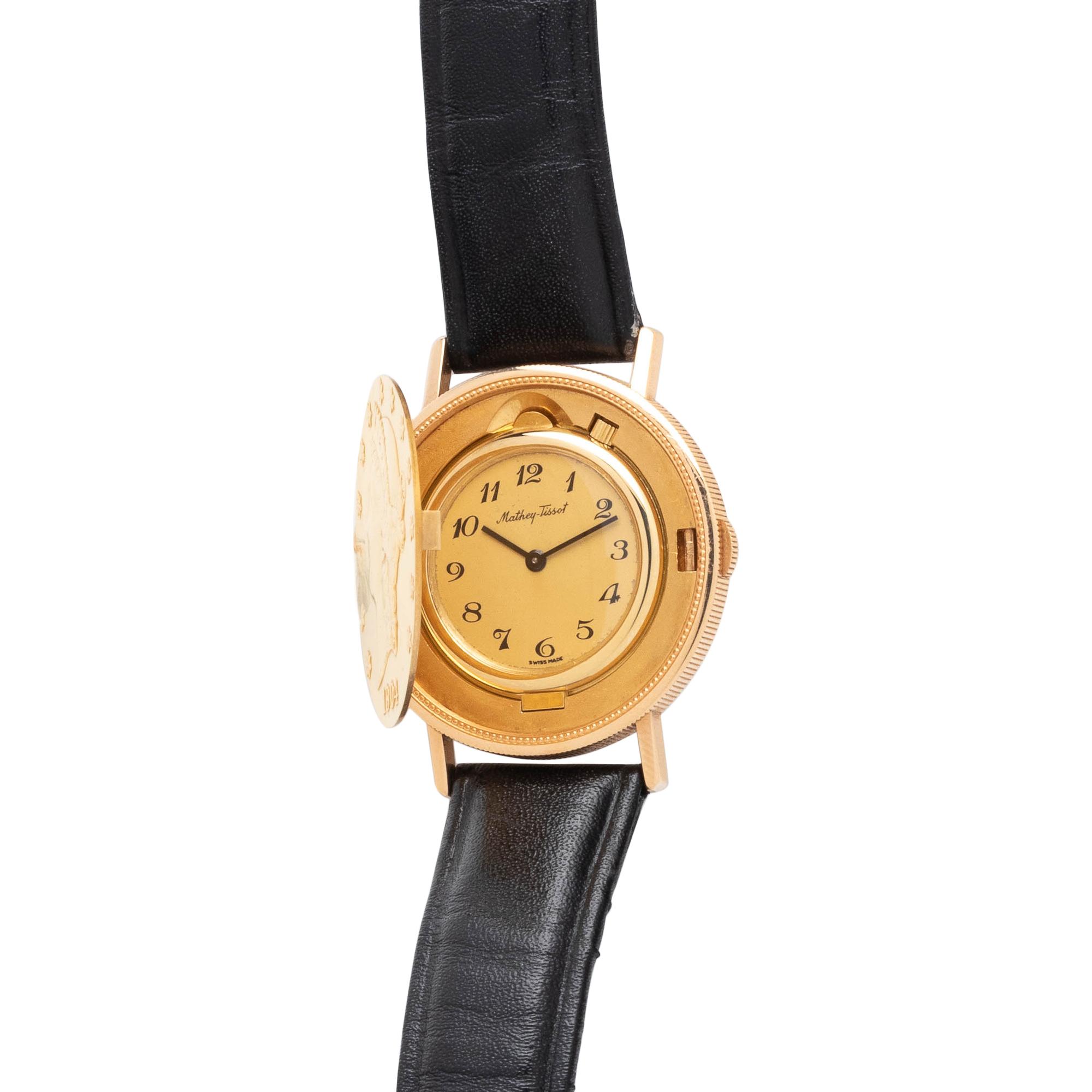 MATHEY TISSOT, 18K YELLOW GOLD COIN SURPRISE WRISTWATCH
