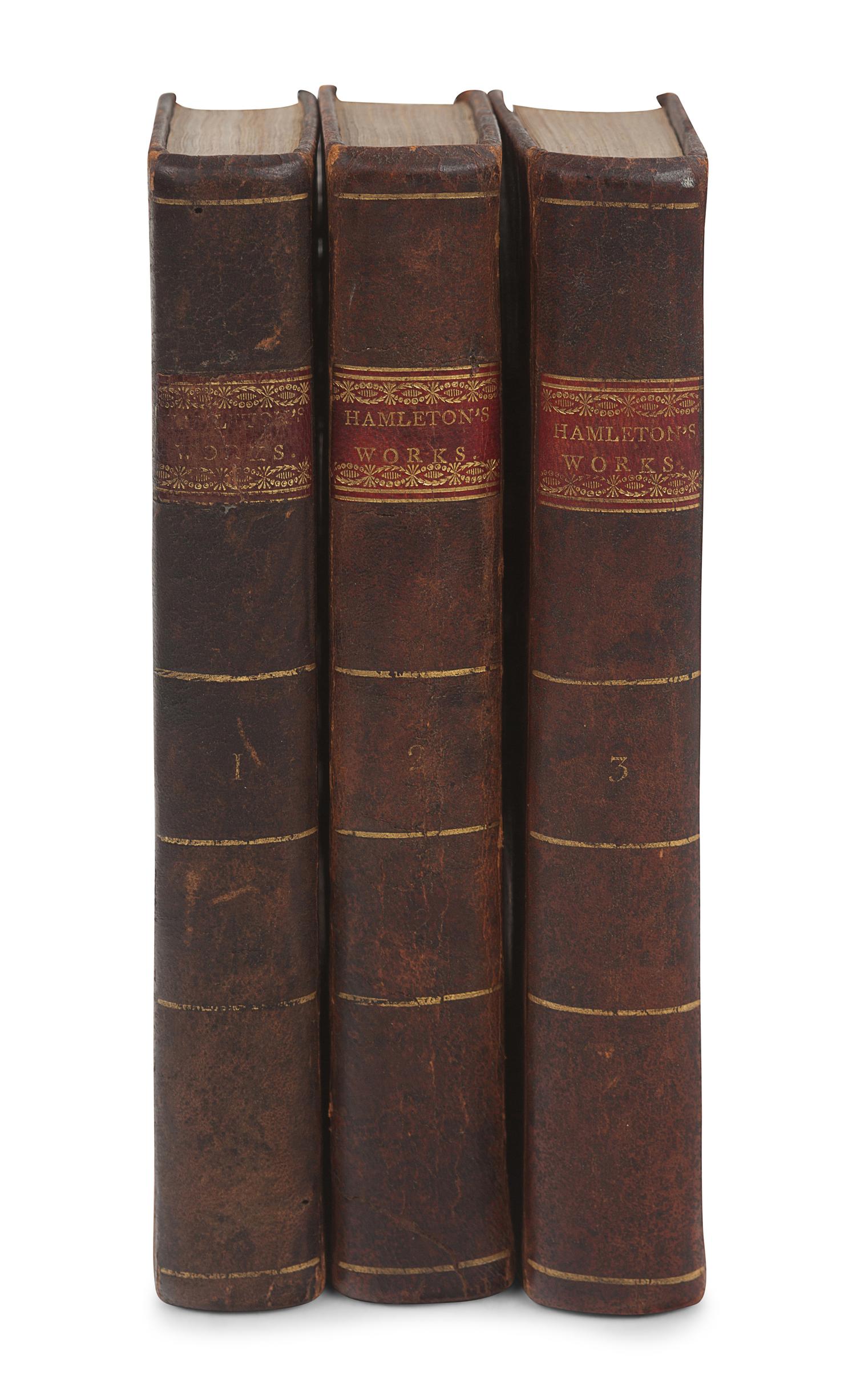 HAMILTON, Alexander (1757-1804). The Works of Alexander Hamilton: Comprising His Most Important Official Reports; An Improved Edition of the Federalist, on the New Constitution, written in 1788; and Pacificus, on the Proclamation of Neutrality, Written in 1793 . New York: Williams & Whiting, 1810.