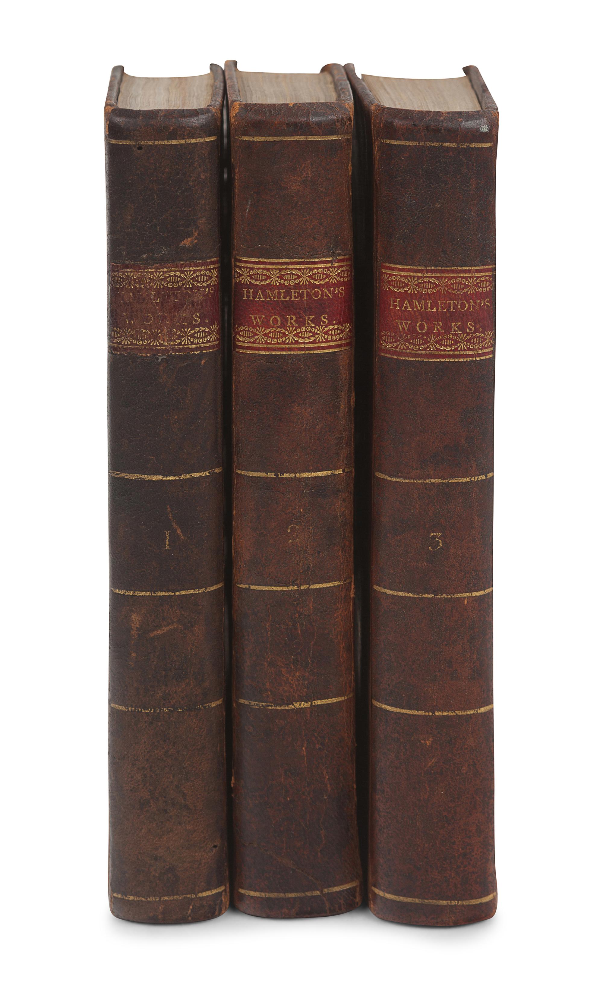 HAMILTON, Alexander (1757-1804). The Works of Alexander Hamilton: Comprising His Most Important Official Reports; An Improved Edition of the Federalist, on the New Constitution, written in 1788; and Pacificus, on the Proclamation of Neutrality, Written in 1793 . New York: Williams & Whiting, 1810.