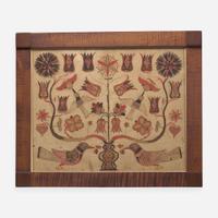 A Fraktur Drawing: A Flowering Vine with Birds Early 19th-century