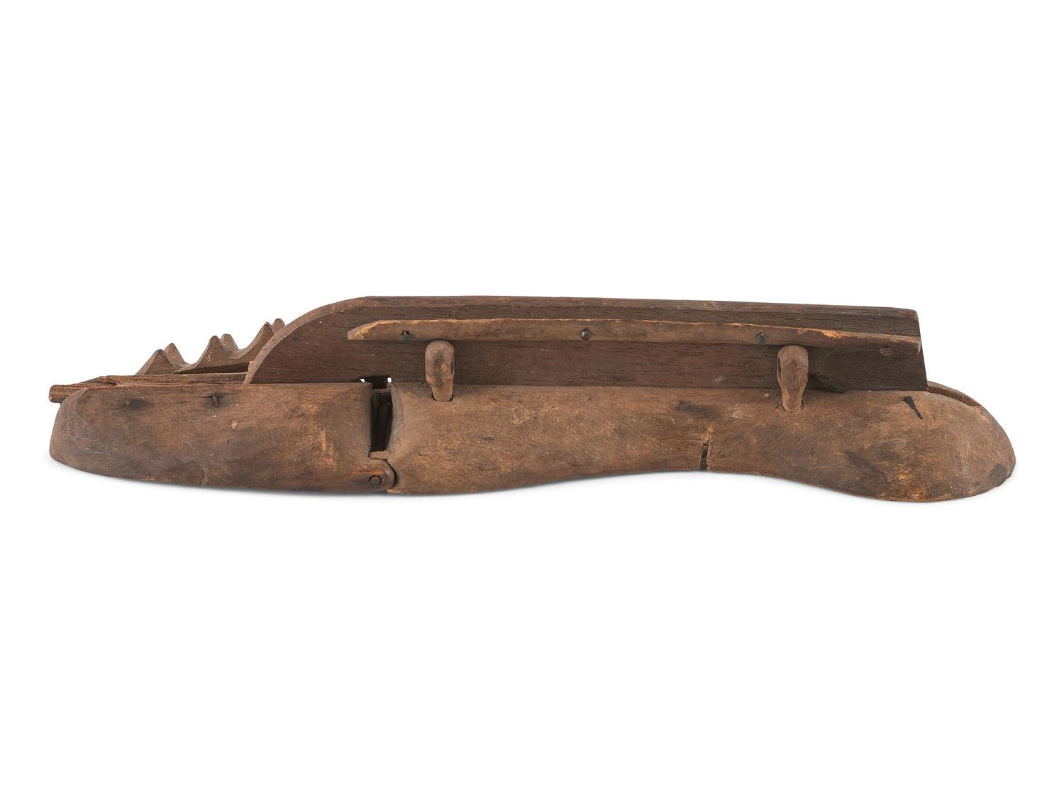 A Wooden Ice-Skate Patent Model with Inscriptions
