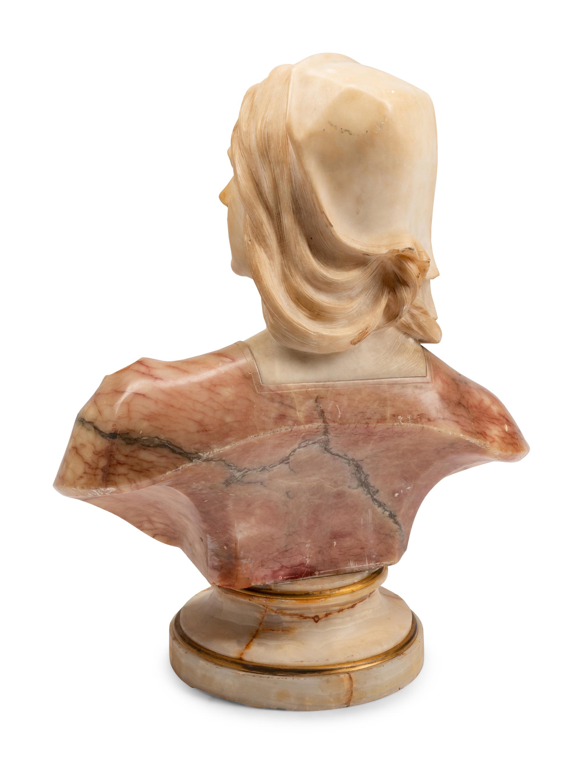 An Italian Carved Alabaster Bust