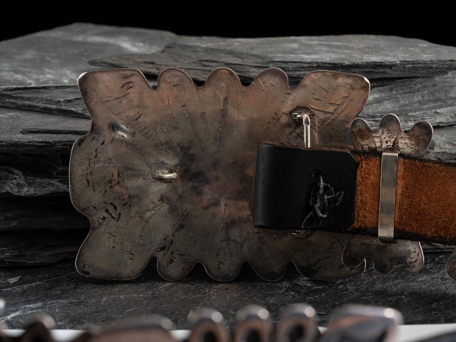 Large Sterling Silver and Turquoise Concha Belt
