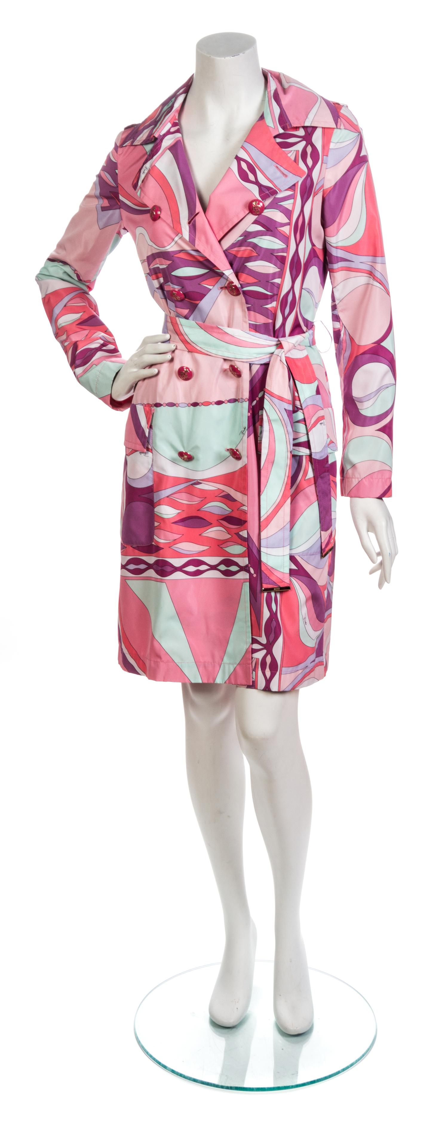 An Emilio Pucci Pink Print Poly Raincoat,