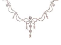 A 14 Karat White Gold and Diamond Festoon Necklace,