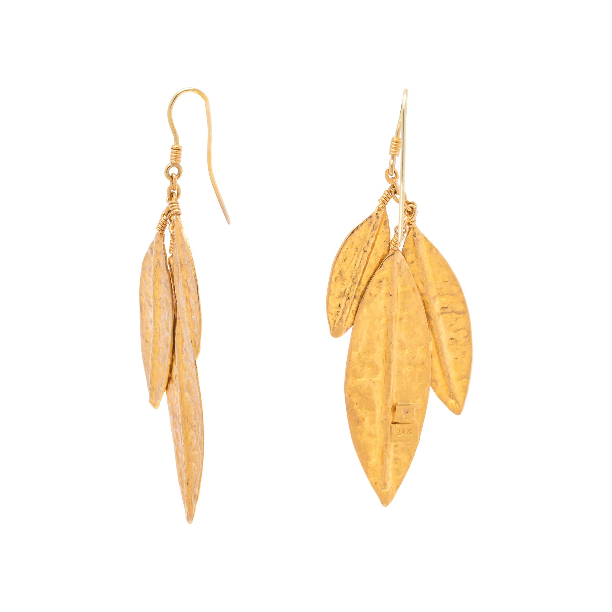 YELLOW GOLD LEAF EARRINGS