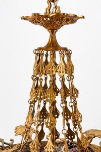 A Continental Gilt Bronze and Colored Glass Lantern