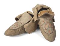 River Cree Embroidered Hide Moccasins