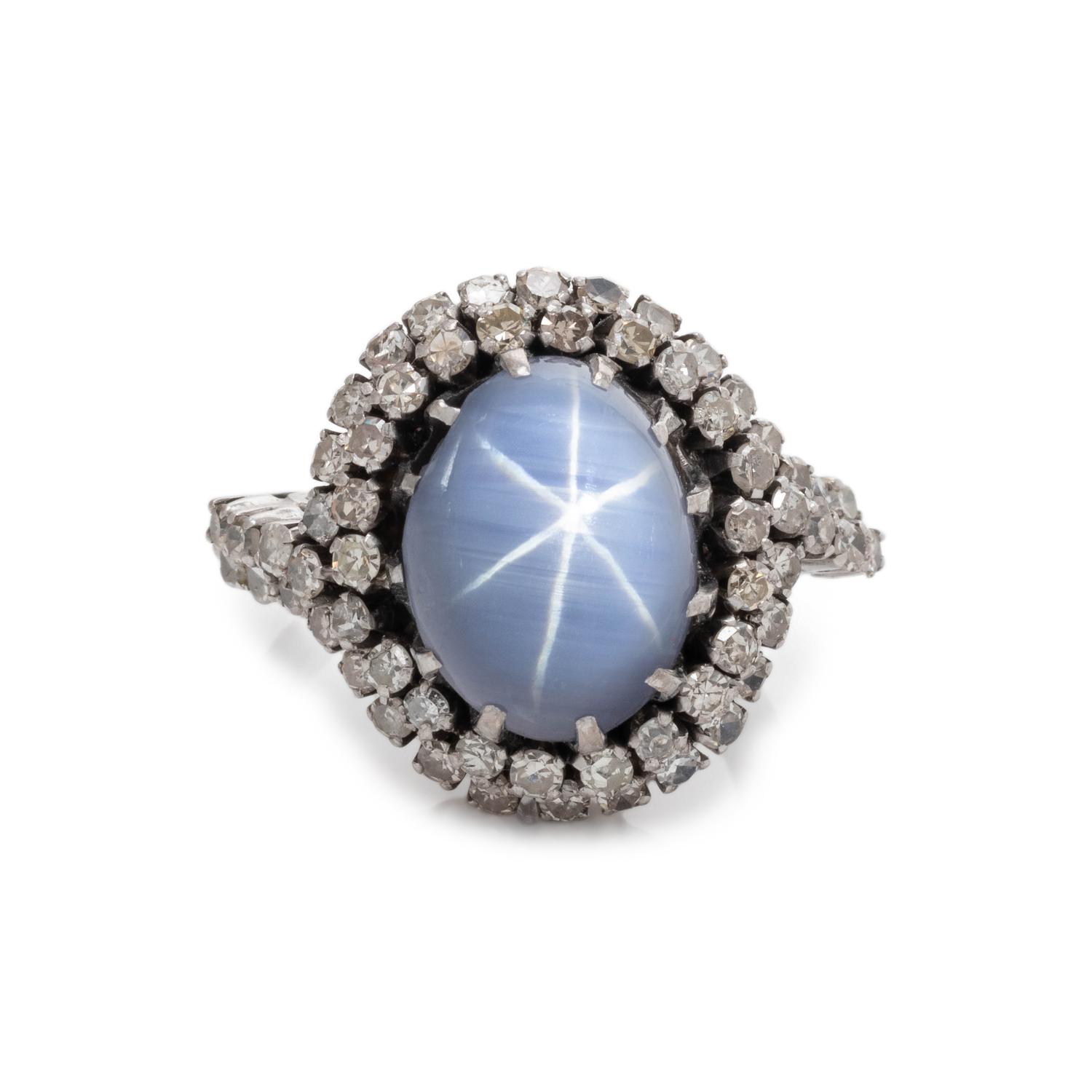 STAR SAPPHIRE AND DIAMOND RING
