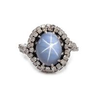 STAR SAPPHIRE AND DIAMOND RING