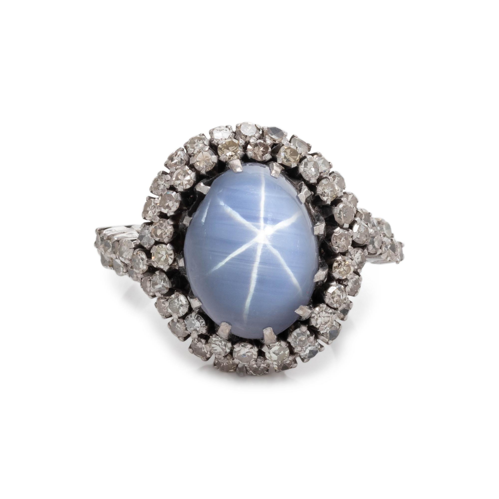 STAR SAPPHIRE AND DIAMOND RING