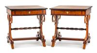 A Pair of Regency Style Side Tables Height 32 x width 30 x depth 32 inches.