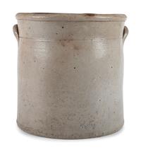 An Ohio Cobalt Script-Painted Three Gallon Stoneware Crock