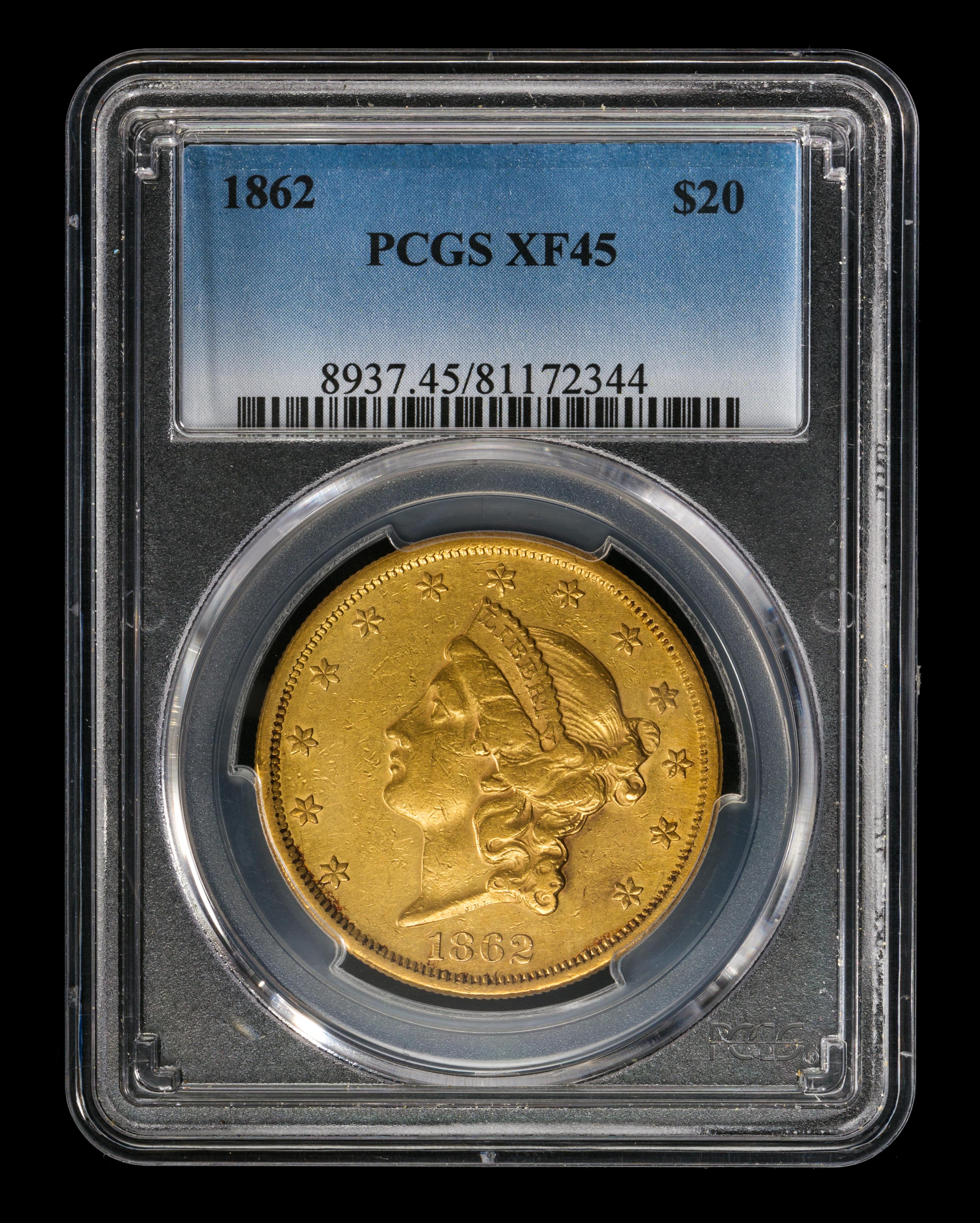 A United States 1862 Liberty Head $20 Gold Coin