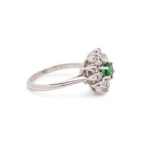 TSAVORITE GARNET AND DIAMOND RING