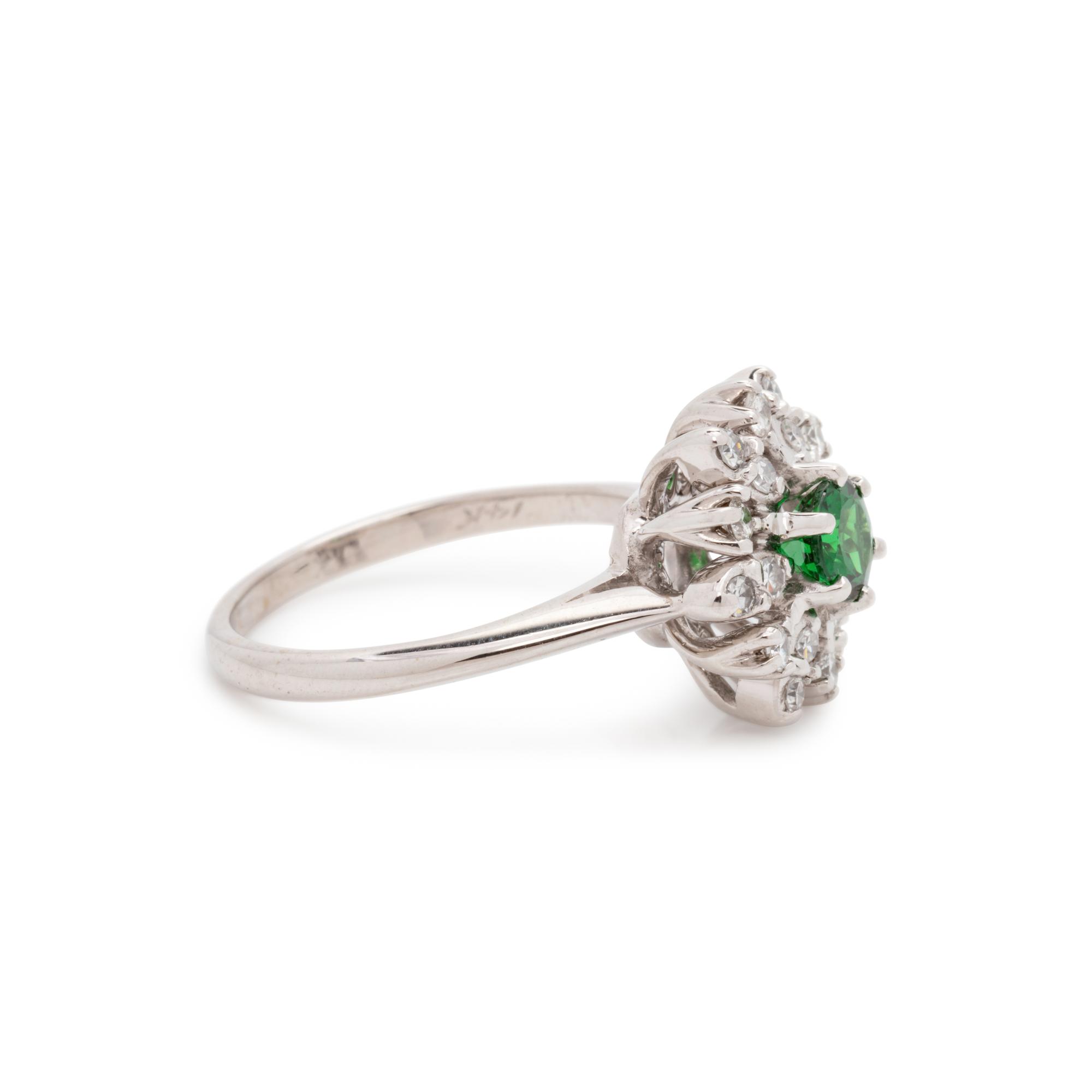 TSAVORITE GARNET AND DIAMOND RING