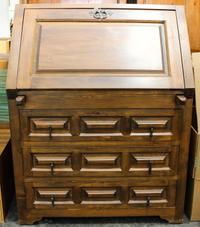 A Mexican Slant Front Desk Height 45 3/4 x width 35 1/4 x depth 22 1/2 inches.