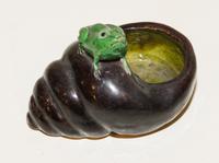 A Chinese Aubergine Glazed Porcelain Brush Washer Length 4 1/4 inches.