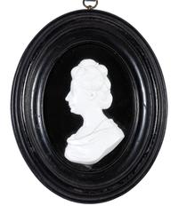 Two English White Paste Silhouette Bust Portraits of a Lady and a Gentleman