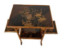 A Victorian Chinoiserie Lacquer and Bamboo Table