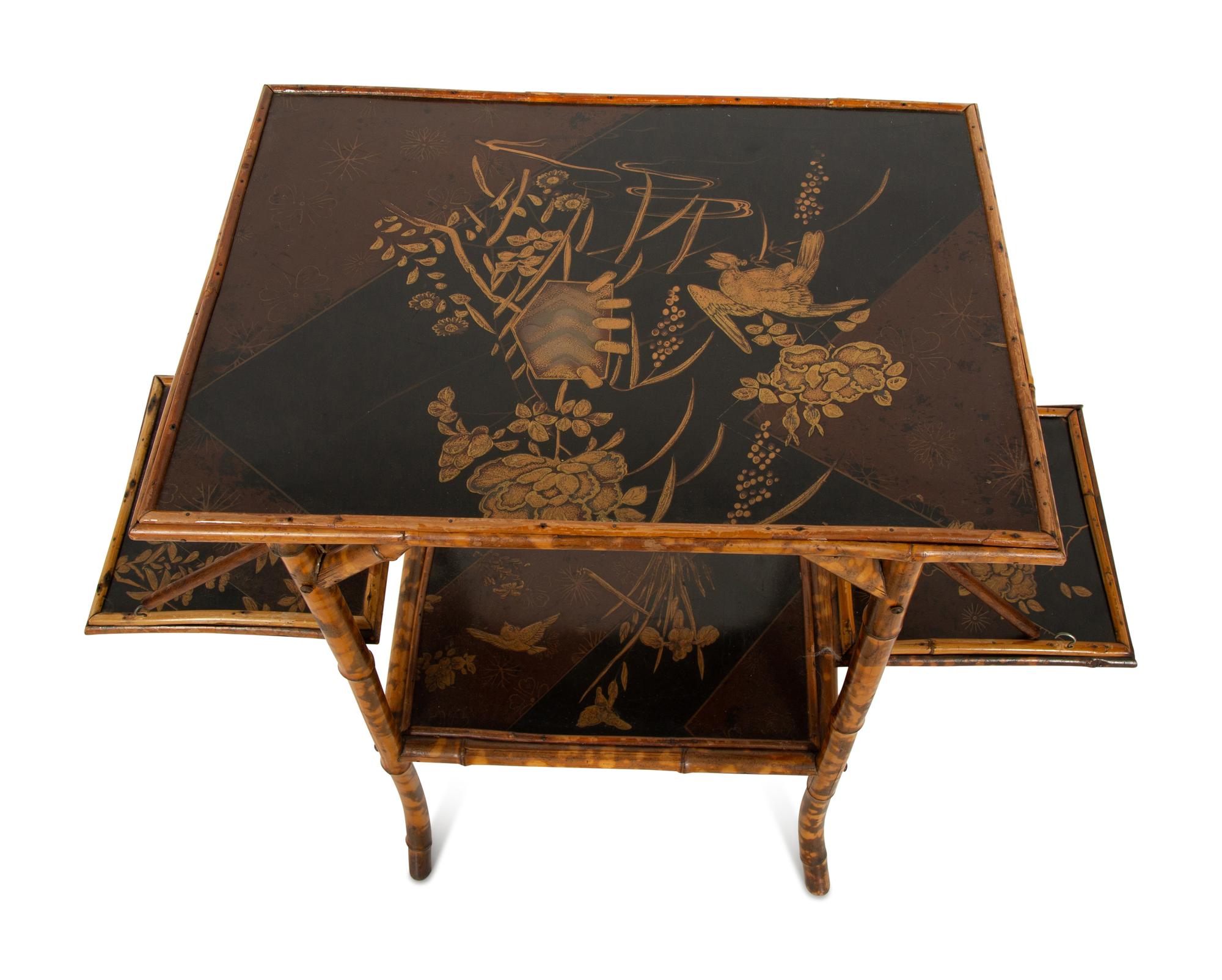 A Victorian Chinoiserie Lacquer and Bamboo Table