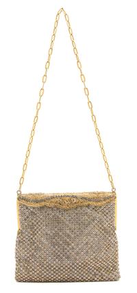 A Goldtone and Rhinestone Evening Bag, 7" x 6" x .25".
